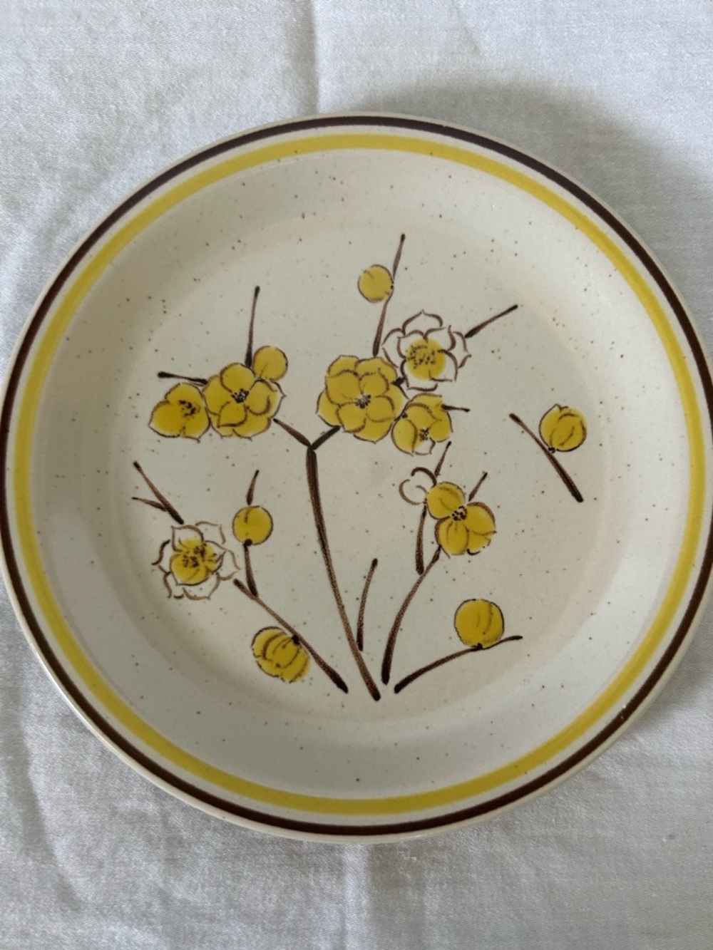 Vintage Yellow Floral Stoneware Plate